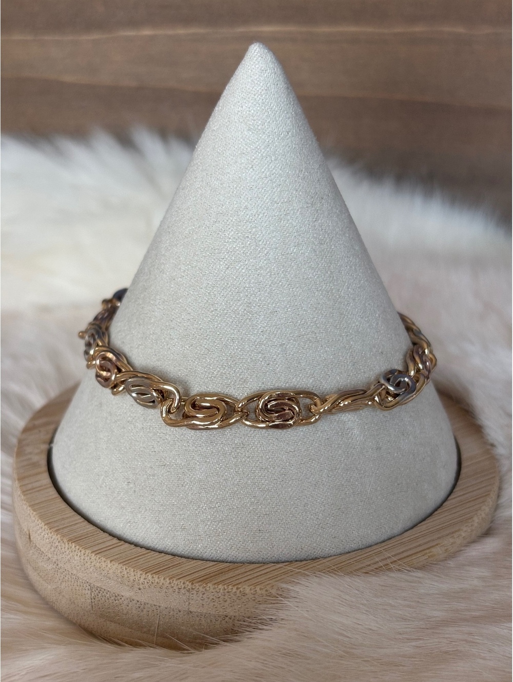 Tri-Color Link Bracelet Size 7